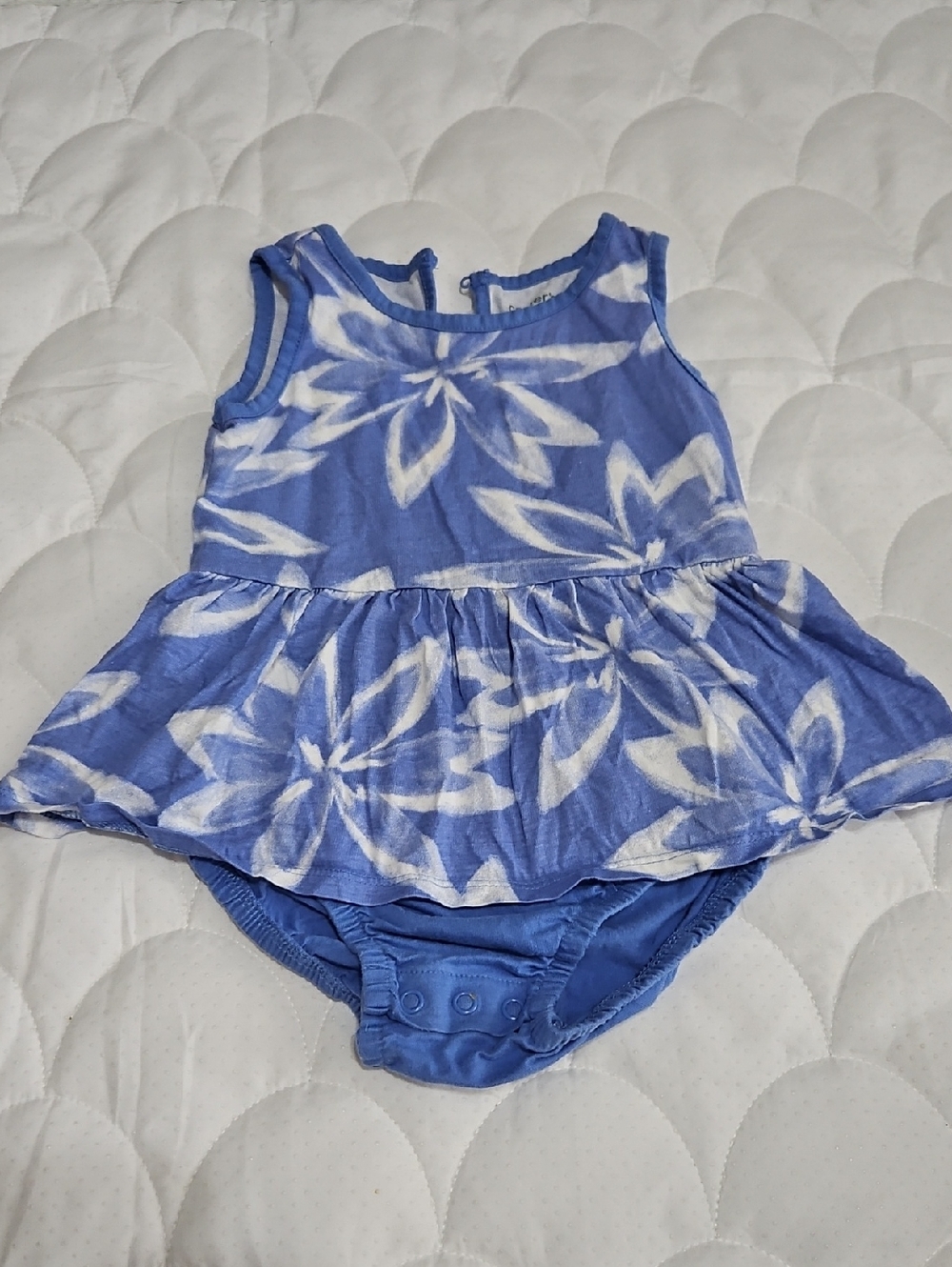 Carter's Blue and White Floral Baby One-Piece Bodysuit